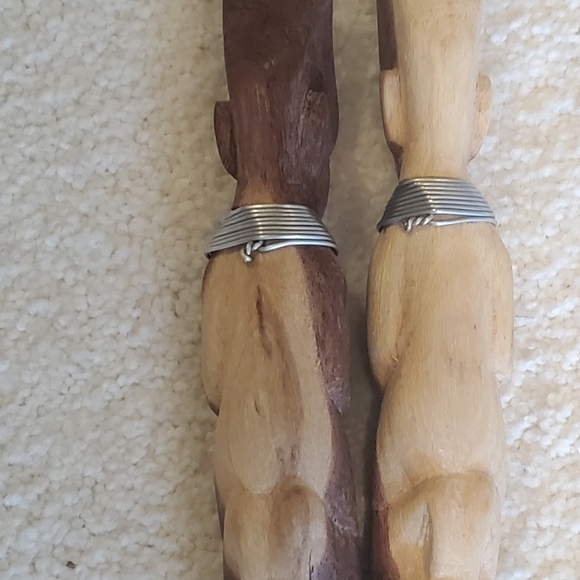 Kenya hand carved  vintage serving spoon and fork. 15 in - Picture 7 of 8